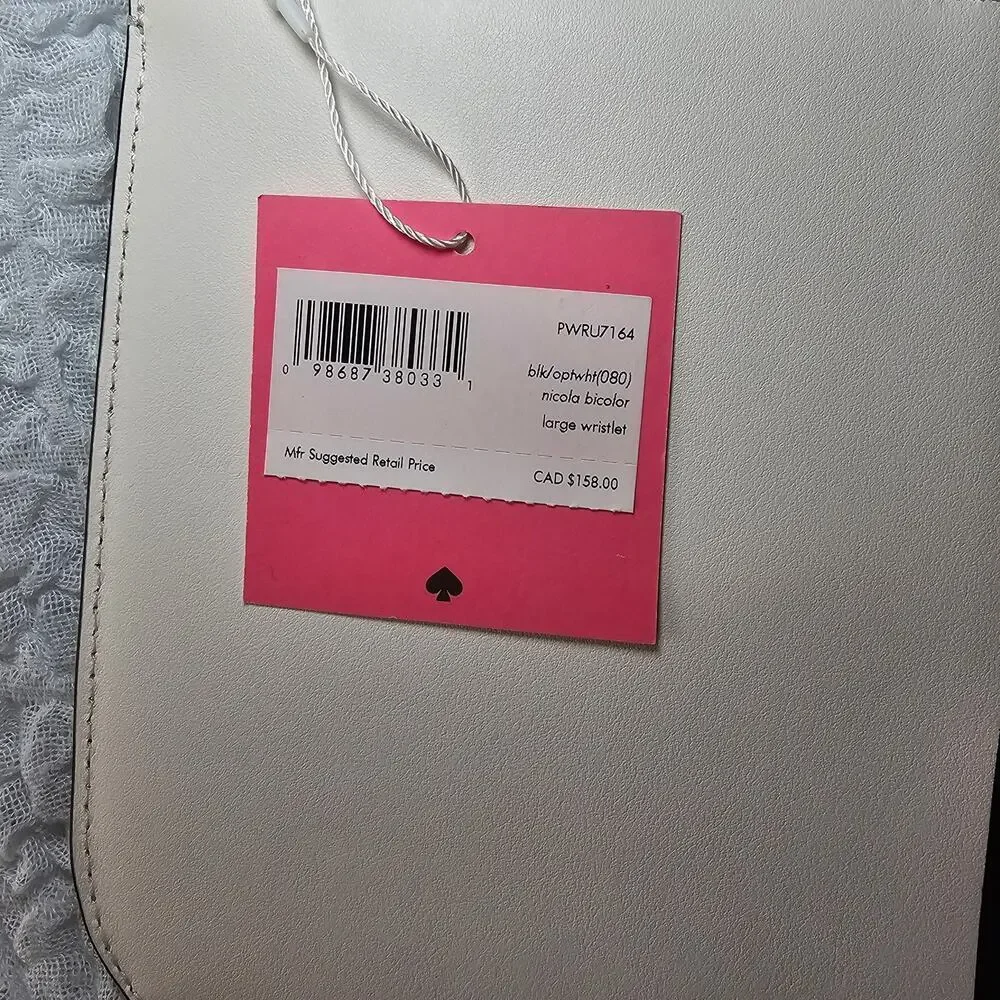 Kate Spade Nicola Bicolor Large Pouch Wristlet black and white